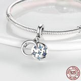 925 Silver Plane Travel Dangle Charm Astronaut Galaxy Beads Pendant