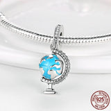 925 Silver Plane Travel Dangle Charm Astronaut Galaxy Beads Pendant