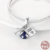 925 Silver Plane Travel Dangle Charm Astronaut Galaxy Beads Pendant