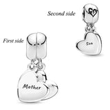 925 Silver Metal Beads My Wife Always Heart Dangle Charm