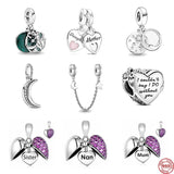 925 Silver Moon Star Safety Chain DIY Beads Fit Charms Bracelet