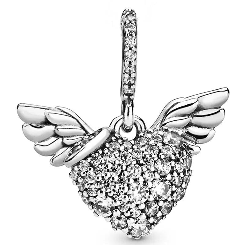 Rose Sparkling Dragonfly Pendant Bead 925 Sterling Silver Charm