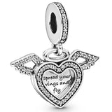 Rose Sparkling Dragonfly Pendant Bead 925 Sterling Silver Charm