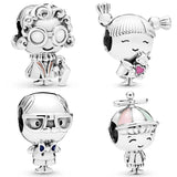 Enamel Grandpa Grandma Charm Bracelet 925 Sterling Silver Jewelry