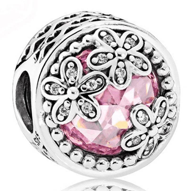 925 Silver Charm Heart Daisy Meadow Night Sky Bead Bracelet DIY