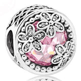 925 Silver Charm Heart Daisy Meadow Night Sky Bead Bracelet DIY