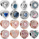 925 Silver Charm Heart Daisy Meadow Night Sky Bead Bracelet DIY
