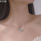 S925 Silver Zircon Planet Moon Pendant Necklace