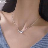 S925 Silver Zircon Planet Moon Pendant Necklace