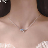 S925 Silver Zircon Planet Moon Pendant Necklace