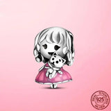 925 Silver Little Girl Boy Charm Princess Prince Dog Cat Beads Bracelet
