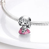 925 Silver Little Girl Boy Charm Princess Prince Dog Cat Beads Bracelet