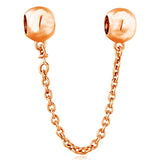 Linked Heart Connection Safety Chain Dangle Charm 925 Sterling Silver