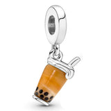 Lemon Bubble Tea Cactus Octopus Turtle Charm 925 Silver Bead Fit Bracelet