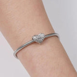 925 Silver Feather Heart Mom's Love Beads for Bracelet
