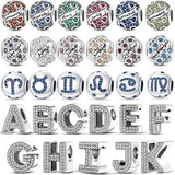 925 Silver Charm Letter Constellations Beads for Bracelet Necklace