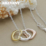925 Silver Heart Pendants Necklace Chains For Women