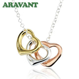 925 Silver Heart Pendants Necklace Chains For Women