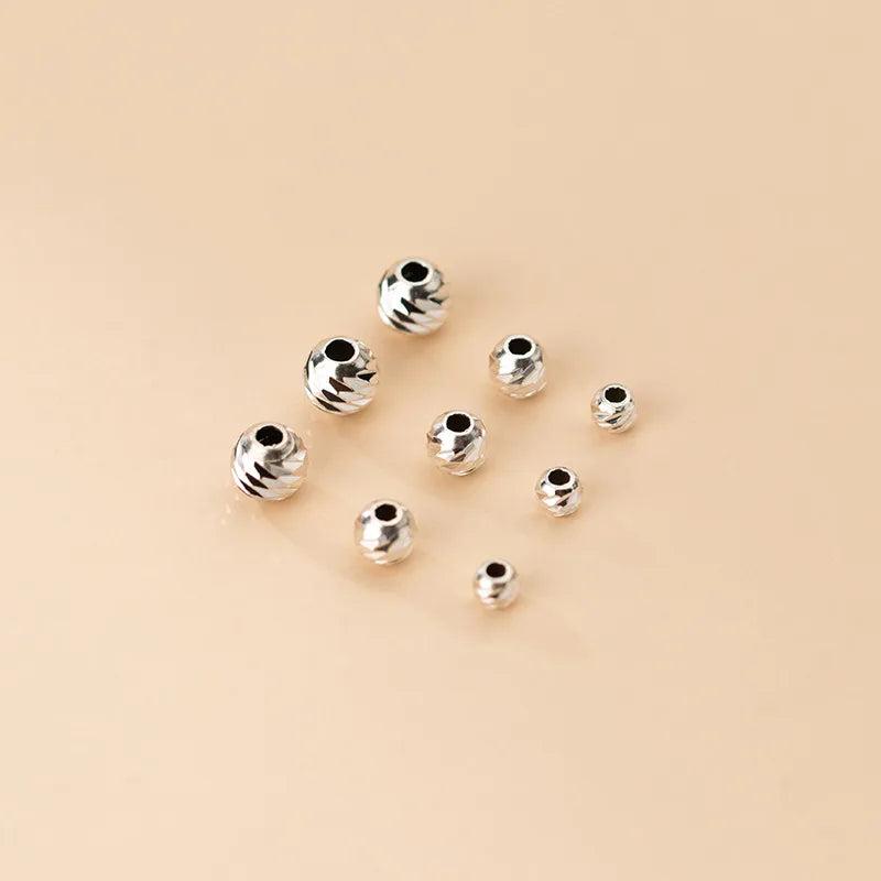 5pcs 925 Silver Screw Thread Round Beads 3mm 4mm 5mm S925 Spacer DIY Jewelry