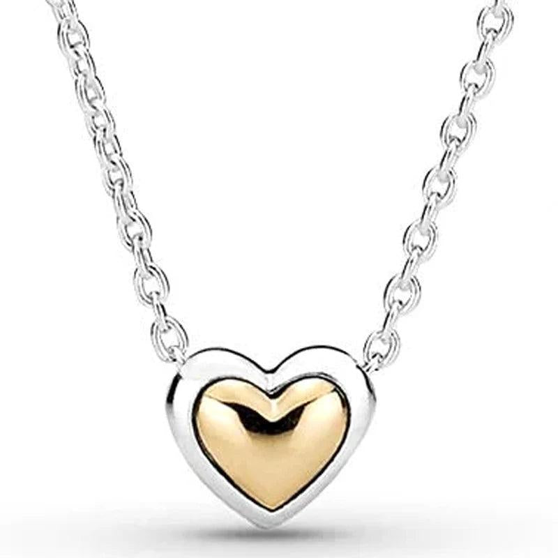 Two Tone Domed Golden Heart Collier Necklace