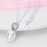 S925 Crystal Shell Pearl Pendant Necklace Women Silver Jewelry