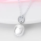 S925 Crystal Shell Pearl Pendant Necklace Women Silver Jewelry