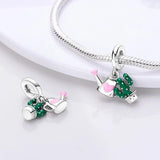 925 Sterling Silver Heart Flower Charm Bead Bracelet DIY Jewelry Gift