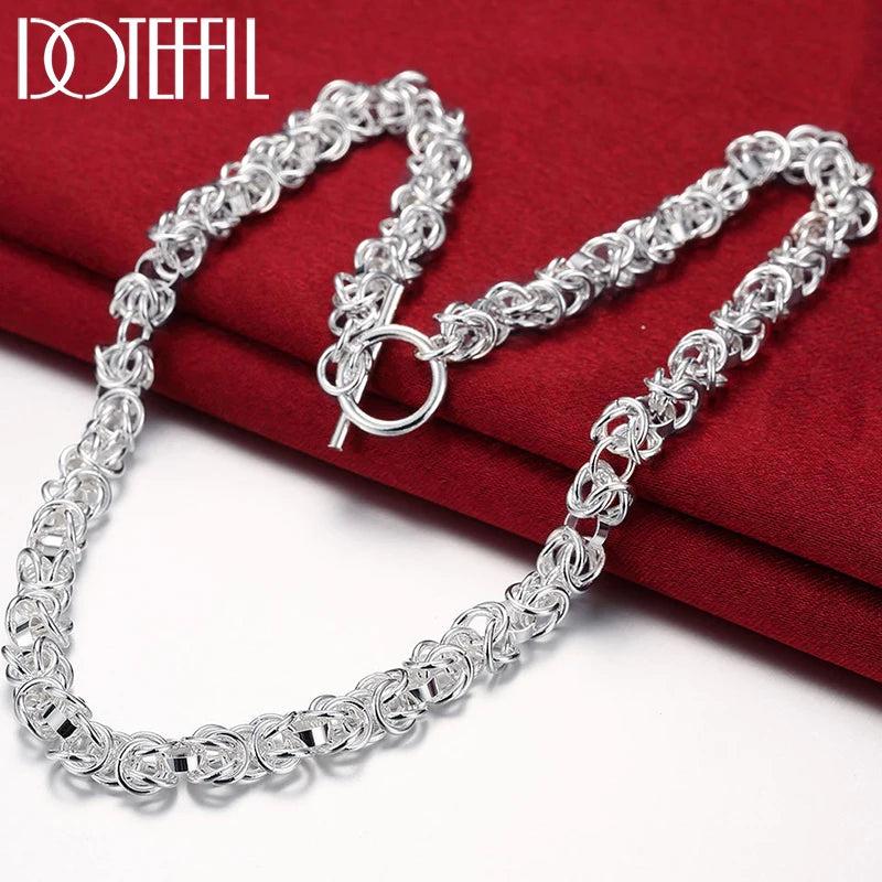 925 Silver OT Button Many Circles Chain Necklace Wedding Jewelry