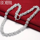 925 Silver OT Button Many Circles Chain Necklace Wedding Jewelry