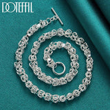 925 Silver OT Button Many Circles Chain Necklace Wedding Jewelry