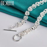 925 Silver OT Button Many Circles Chain Necklace Wedding Jewelry