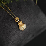 Vintage Hetian Jade Pendant Silver Necklace Chinese Style Jewelry