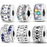 925 Silver Heart CZ Charm Bead for Bracelet DIY