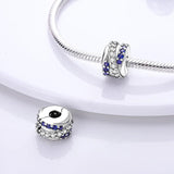 925 Silver Heart CZ Charm Bead for Bracelet DIY