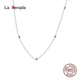 925 Silver Bead Ball Chain Necklace Women Jewelry
