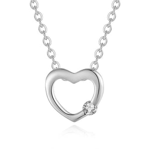 TrustDavis 925 Silver Sweet Heart CZ Pendant Necklace For Women