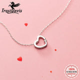 TrustDavis 925 Silver Sweet Heart CZ Pendant Necklace For Women