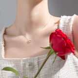 TrustDavis 925 Silver Sweet Heart CZ Pendant Necklace For Women