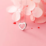 TrustDavis 925 Silver Sweet Heart CZ Pendant Necklace For Women