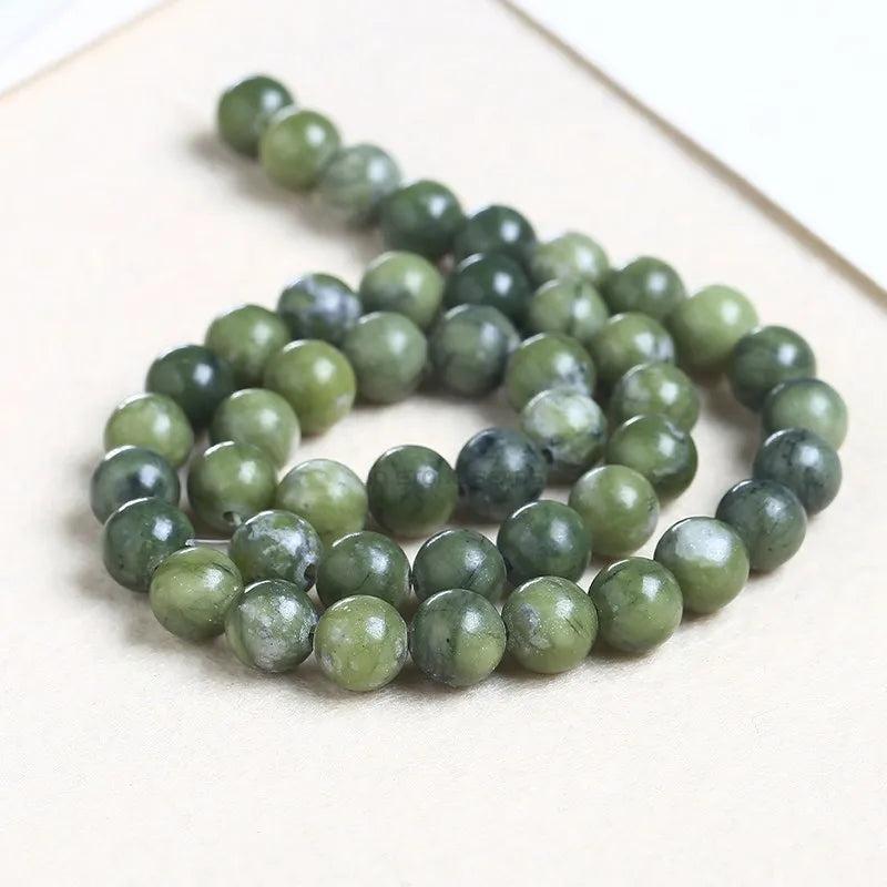 4-12mm Natural Southern Jade Stone Beads Round 15' DIY Bracelet Accessories
