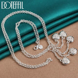 925 Silver Multi-Chain Hollow Ball Five Heart Necklace Chain Women