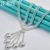 925 Silver Multi-Chain Hollow Ball Five Heart Necklace Chain Women