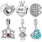 925 Silver Cat Angel Sun Moon Bear Pendants DIY Charms Bracelet
