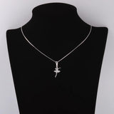 925 Silver Zircon Ballet Dancer Necklace Crystal Pendant