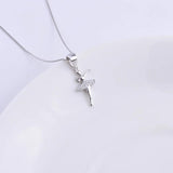 925 Silver Zircon Ballet Dancer Necklace Crystal Pendant