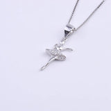925 Silver Zircon Ballet Dancer Necklace Crystal Pendant