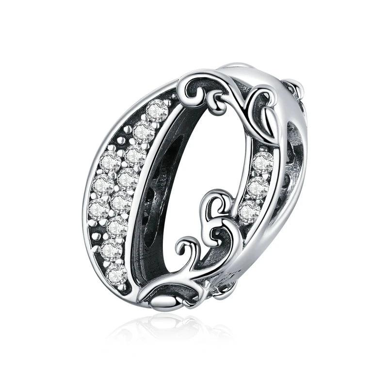 925 Sterling Silver Lucky Numbers 0-9 Zircon Beads Charms