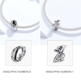925 Sterling Silver Lucky Numbers 0-9 Zircon Beads Charms