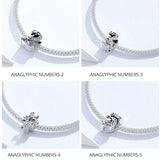 925 Sterling Silver Lucky Numbers 0-9 Zircon Beads Charms