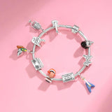 925 Silver Music Circus Food Rock Charms Beads for Bracelets